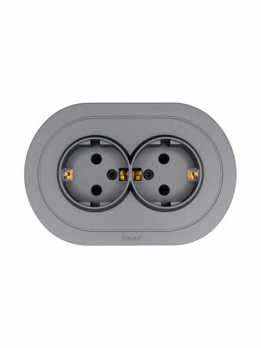 Розетка 2-м СП OSEN с заземл. ПБТ круглая механизм сер. матов. LEZARD 744-7400-127B 744-7400-127B
