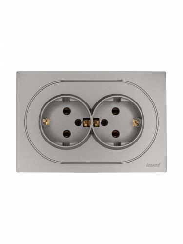 Розетка 2-м СП OSEN с заземл. ПБТ механизм сер. матов. LEZARD 743-7400-127B 743-7400-127B