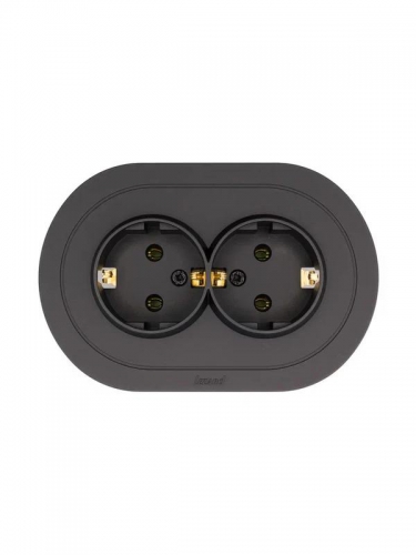 Розетка 2-м СП OSEN с заземл. ПБТ круглая механизм черн. бархат LEZARD 744-4200-127B 744-4200-127B