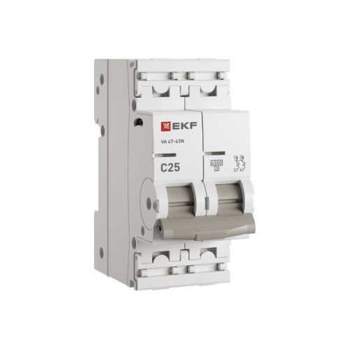 Выключатель автоматический модульный 2п C 25А 4.5кА ВА 47-63N PROxima EKF M634225C M634225C