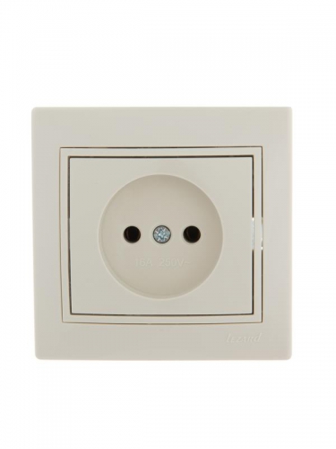 Розетка 1-м СП Mira 16А IP20 без заземл. со вставкой керамика крем. LEZARD 701-0303-121 701-0303-121