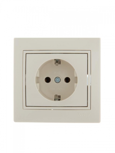 Розетка 1-м СП Mira 16А IP20 с заземл. со вставкой керамика крем. LEZARD 701-0303-122 701-0303-122