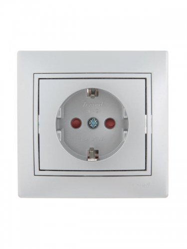 Розетка 1-м СП Mira 16А IP20 с заземл. защ. шторки со вставкой керамика сер. метал. LEZARD 701-1010-124 701-1010-124