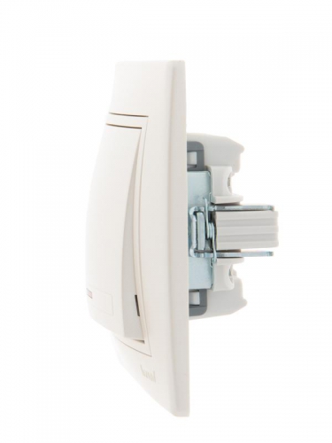 Выключатель 1-кл. СП Mira 10А IP20 с подсветкой со вставкой жемчуж./бел. перламутр. LEZARD 701-3030-111 701-3030-111