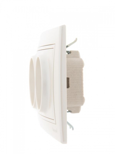 Розетка 2-м СП Mira 16А IP20 без заземл. со вставкой керамика жемчуж./бел. перламутр. LEZARD 701-3030-128 701-3030-128