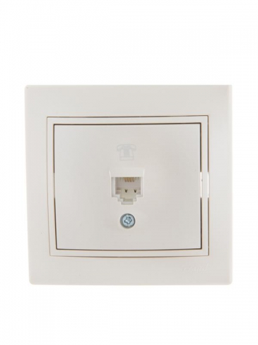 Розетка телефонная 1-м СП Mira RJ11 16А IP20 евро стандарт со вставкой жемчуж./бел. перламутр. LEZARD 701-3030-137 701-3030-137