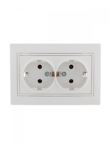 Розетка 2-м СП Mira 16А IP20 с заземл. с бел. вставкой керамика бел. LEZARD 701-0202-127 701-0202-127