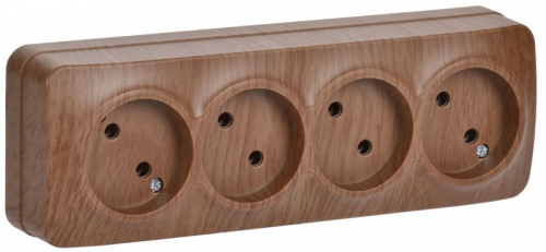 Розетка 4-м ОП GLORY РС24-2-ХД 10А без заземл. дуб IEK ERH40-K24-10 ERH40-K24-10