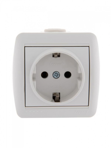 Розетка 1-м ОП Nata 16А IP20 с заземл. керамика бел. LEZARD 710-0200-122 710-0200-122