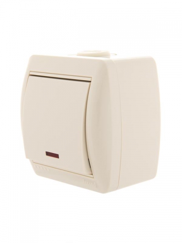 Выключатель 1-кл. ОП Nata 10А IP20 с подсветкой крем. LEZARD 710-0300-111 710-0300-111