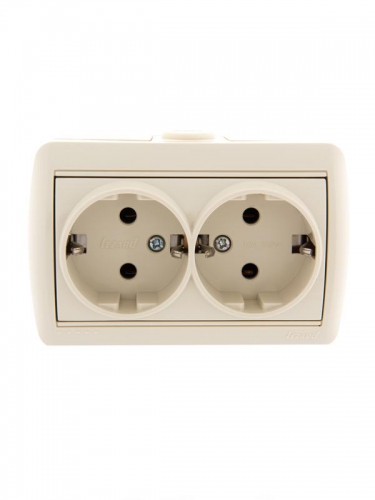 Розетка 2-м ОП Nata 16А IP20 с заземл. керамика крем. LEZARD 710-0300-127 710-0300-127