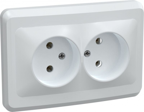 Розетка 2-м СП Вега РС12-2-ВБ без заземл. контакта без защ. штор 10А бел. IEK ERV20-K01-10-DM ERV20-K01-10-DM