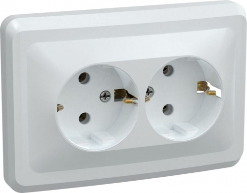 Розетка 2-м СП Вега РС12-3-ВБ с заземл. контактом без защ. шторок 16А бел. IEK ERV21-K01-16-DM ERV21-K01-16-DM