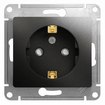 Розетка 1-м СП 1мод. Glossa 16А IP20 с заземл. защ. шторки механизм антрацит SE GSL000745 GSL000745