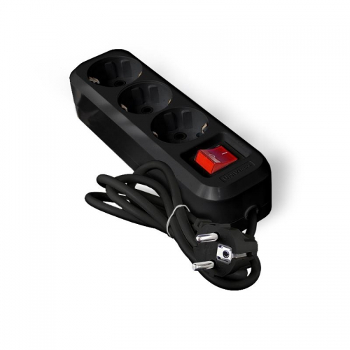 Удлинитель 3х2м с заземл. 16А IP20 S-303 ПВС 3х1 с выкл. черн. UNIVersal 2019 2019