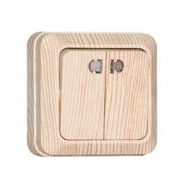 Выключатель 2-кл. ОП Олимп 10А IP20 с подсветкой сосна UNIVersal 5560841 5560841