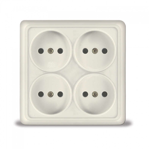 Розетка 4-м ОП Олимп 16А IP20 квадрат. без заземл. сл. кость UNIVersal 1170 1170