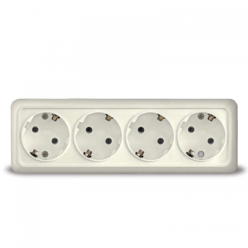 Розетка 4-м ОП Олимп с заземл. сл. кость UNIVersal 1169 1169