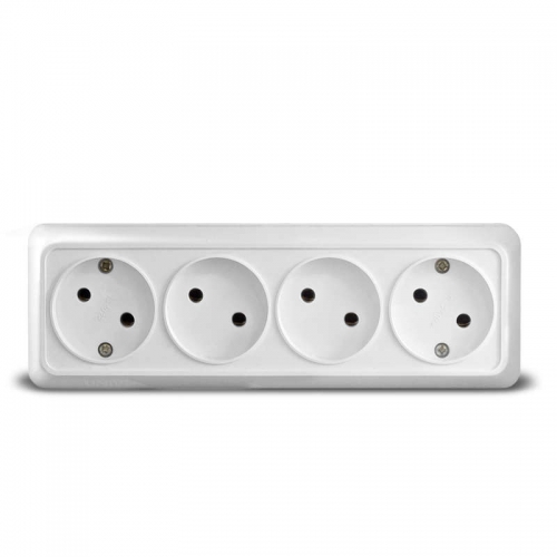 Розетка 4-м ОП Олимп 16А IP20 без заземл. бел. UNIVersal 1162 1162