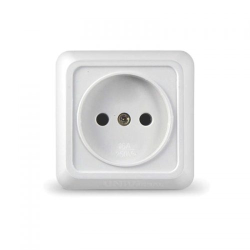 Розетка 1-м ОП Олимп 16А IP20 без заземл. бел. UNIVersal О0022 О0022