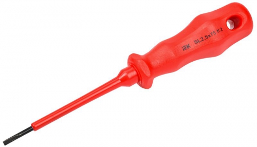 Отвертка диэлектрическая шлицевая SL2.5х75 K2 1000В ARMA2L 3 IEK A2L3-SC30-K2-SL-25-075 A2L3-SC30-K2-SL-25-075