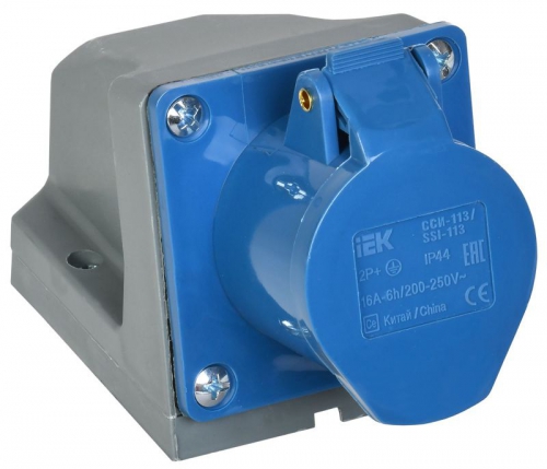 Розетка ОП 16А 220В 2P+PЕ ССИ-113 IP44 ИЭК PSR11-016-3 PSR11-016-3