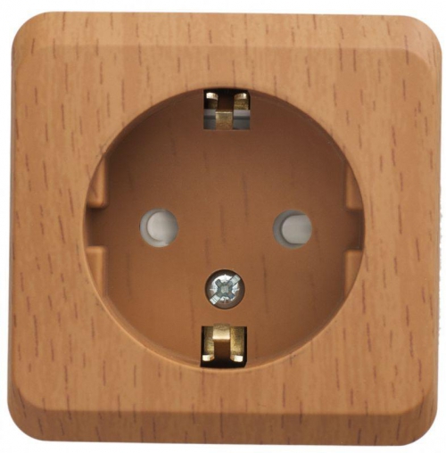 Розетка 1-м ОП Этюд Дача 16А IP20 250В с заземл. защ. шторки бук SE PA16-004T PA16-004T