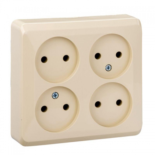 Розетка 4-м ОП Этюд 16А IP20 250В без с заземл. без защ. шторок крем. SE PA16-205K PA16-205K