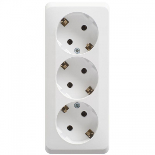 Розетка 3-м ОП Этюд 16А IP20 250В с заземл. без защ. шторок бел. SE PA16-011B PA16-011B