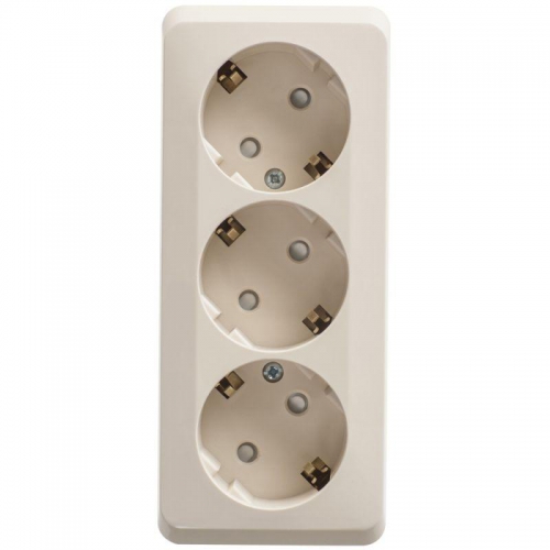 Розетка 3-м ОП Этюд 16А IP20 250В с заземл. защ. шторки крем. SE PA16-012K PA16-012K