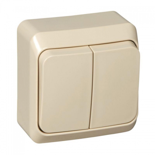 Выключатель 2-кл. ОП Этюд 10А IP20 с подсветкой крем. SE BA10-006K BA10-006K