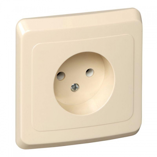 Розетка 1-м СП Этюд 16А IP20 250В без заземл. без защ. шторок крем. SE PC16-001K PC16-001K