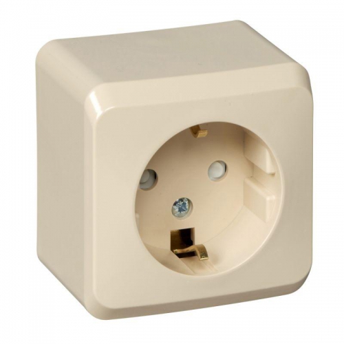 Розетка 1-м ОП Этюд 16А IP20 250В с заземл. защ. шторки крем. SE PA16-004K PA16-004K