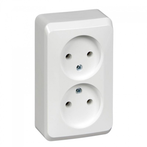 Розетка 2-м ОП Этюд 16А IP20 250В без заземл. без защ. шторок бел. SE PA16-005B PA16-005B