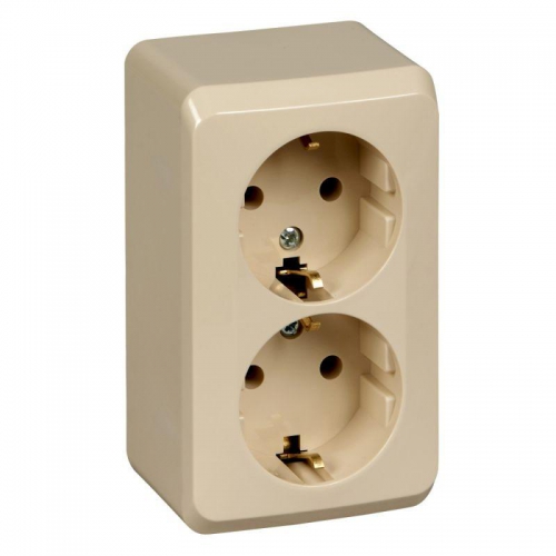 Розетка 2-м ОП Этюд 16А IP20 250В с заземл. без защ. шторок крем. SE PA16-007K PA16-007K