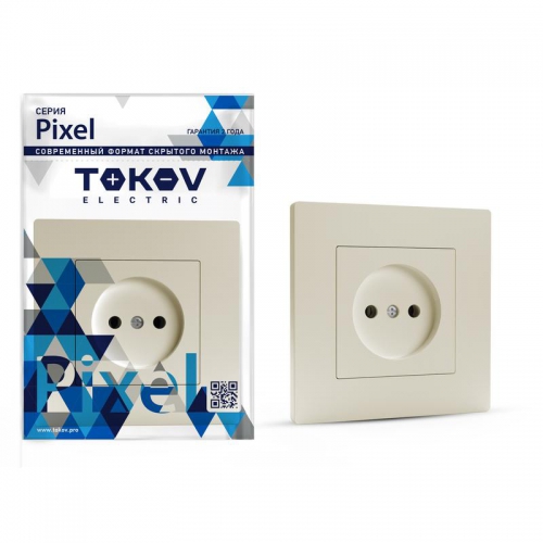 Розетка 1-м СП Pixel 16А IP20 без заземл. в сборе беж. TOKOV ELECTRIC TKE-PX-R1F-C02 TKE-PX-R1F-C02