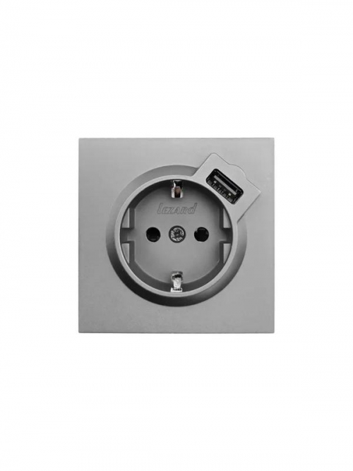 Розетка 1-мест. с/з+USB разъем СП ZIMA IP20 сер. матов. LEZARD 704-7488-181 704-7488-181