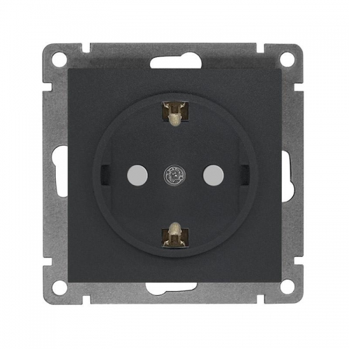 Розетка 1-м СП Афина 16А IP20 с заземл. защ. шторки механизм графит Universal A0049-Gr A0049-Gr