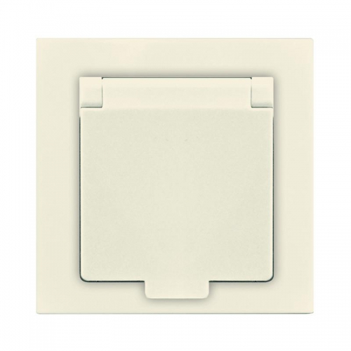 Розетка 1-м СП Афина 16А IP20 с заземл. с крышкой в сборе сл. кость (ivory) Universal A0029-I A0029-I