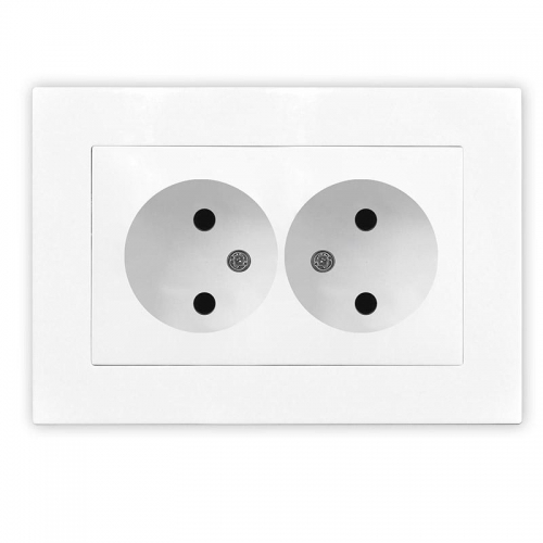 Розетка 2-м СП Афина 16А IP20 без заземл. в сборе бел. Universal A0102 A0102