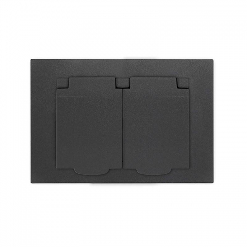 Розетка 2-м СП Афина 16А IP20 с заземл. c крышкой в сборе графит Universal A0031-Gr A0031-Gr