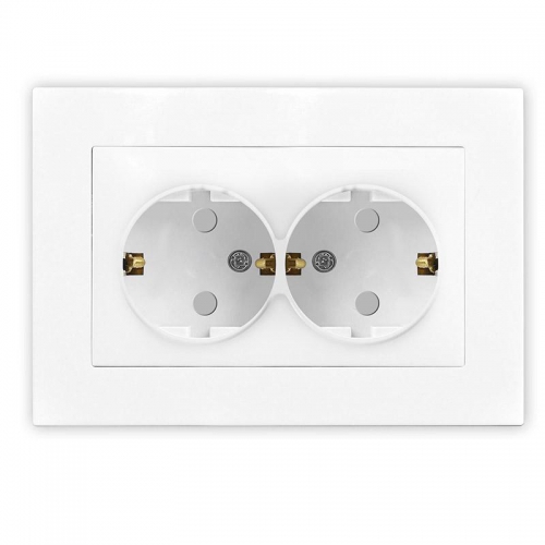 Розетка 2-м СП Афина 16А IP20 с заземл. защ. шторки в сборе бел. Universal A0050 A0050