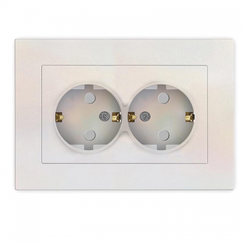 Розетка 2-м СП Афина 16А IP20 с заземл. защ. шторки в сборе жемчуг Universal A0050-OBr A0050-OBr