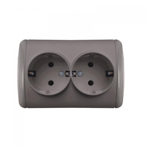 Розетка 2-м ОП Клио 16А IP44 с заземл. сер. UNIVersal К2231-Gr К2231-Gr