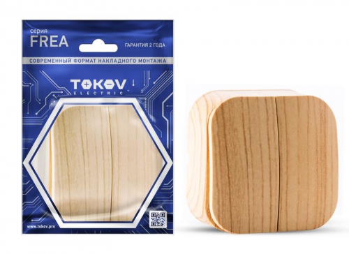 Выключатель 2-кл. ОП Frea 10А IP20 250В АБС-пластик сосна TOKOV ELECTRIC TKE-FR-V2-C25 TKE-FR-V2-C25