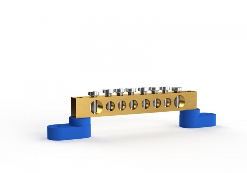 Шина нулевая 6х9мм 8 отвер. латунь У2-С на двух угловых изоляторах TOKOV ELECTRIC TKE-BSB-69-8-L2/N TKE-BSB-69-8-L2/N