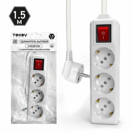 Удлинитель 3х1.5м с заземл. с выкл. 10А 3х1.5 TOKOV LIGHT TKL-C01-BU3-1.5-1.5-ZV TKL-C01-BU3-1.5-1.5-ZV