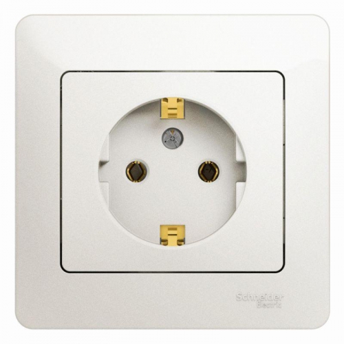 Розетка 1-м СП Glossa 16А IP20 с заземл. в сборе перламутр. SE GSL000642 GSL000642