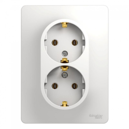 Розетка 2-м СП Glossa 16А IP20 с заземл. в сборе бел. SE GSL000124 GSL000124