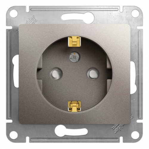 Розетка 1-м СП Glossa 16А IP20 250В с заземл. защ. шторки механизм платина SE GSL001245 GSL001245